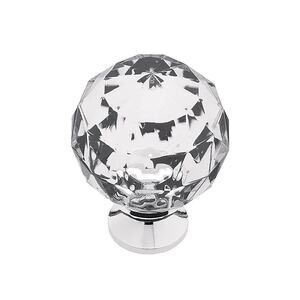 Liberty Kitchen Cabinet Hardware - Victorian Acrylic Round Faceted Knob with Chrome Base