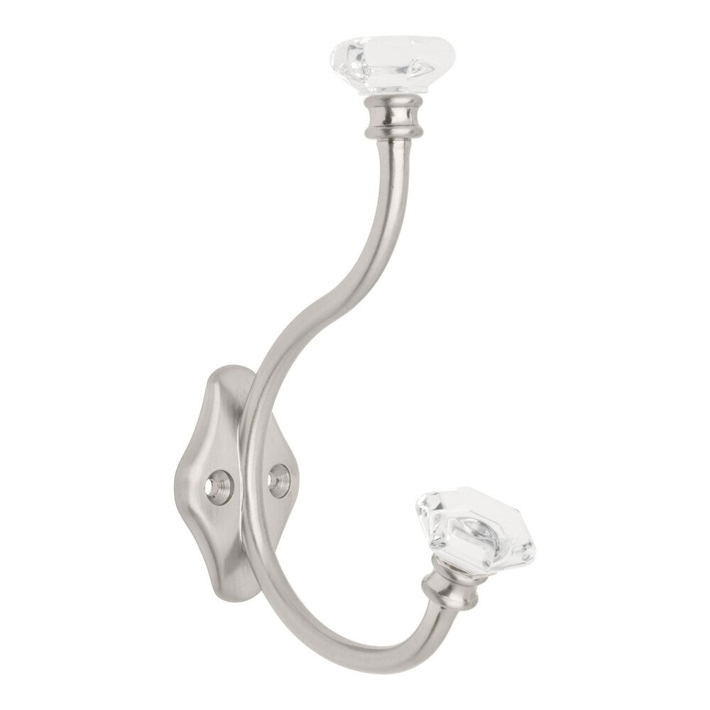 Acrylic Facets Hook in Clear,Satin Nickel