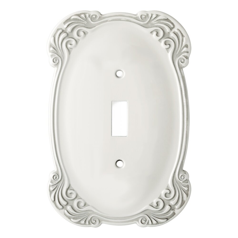 Arboresque Single Toggle Wall Plate in White Antique