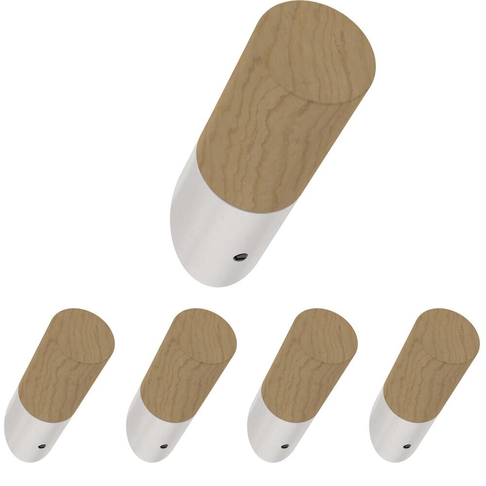 2-1/4" Modern Slant Hook (5 Pack) in Pine Unfinished & Pure White