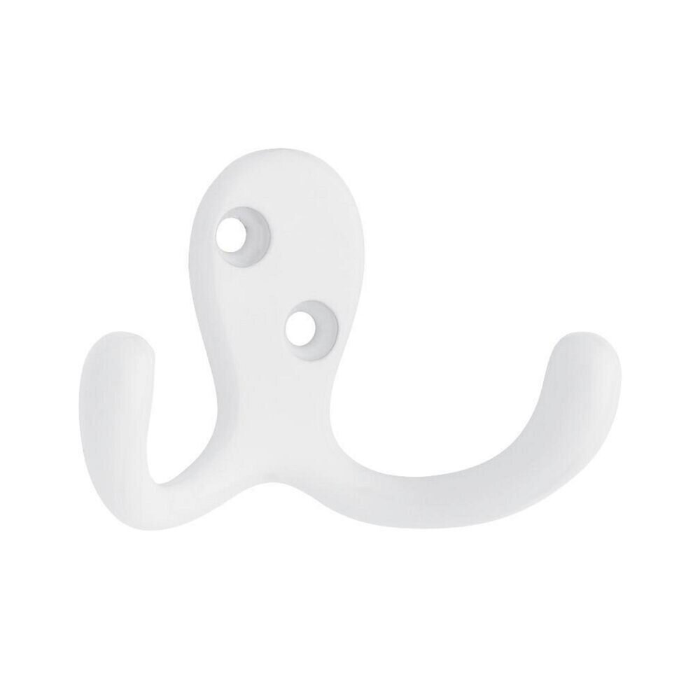 Double Prong Robe Hook in White