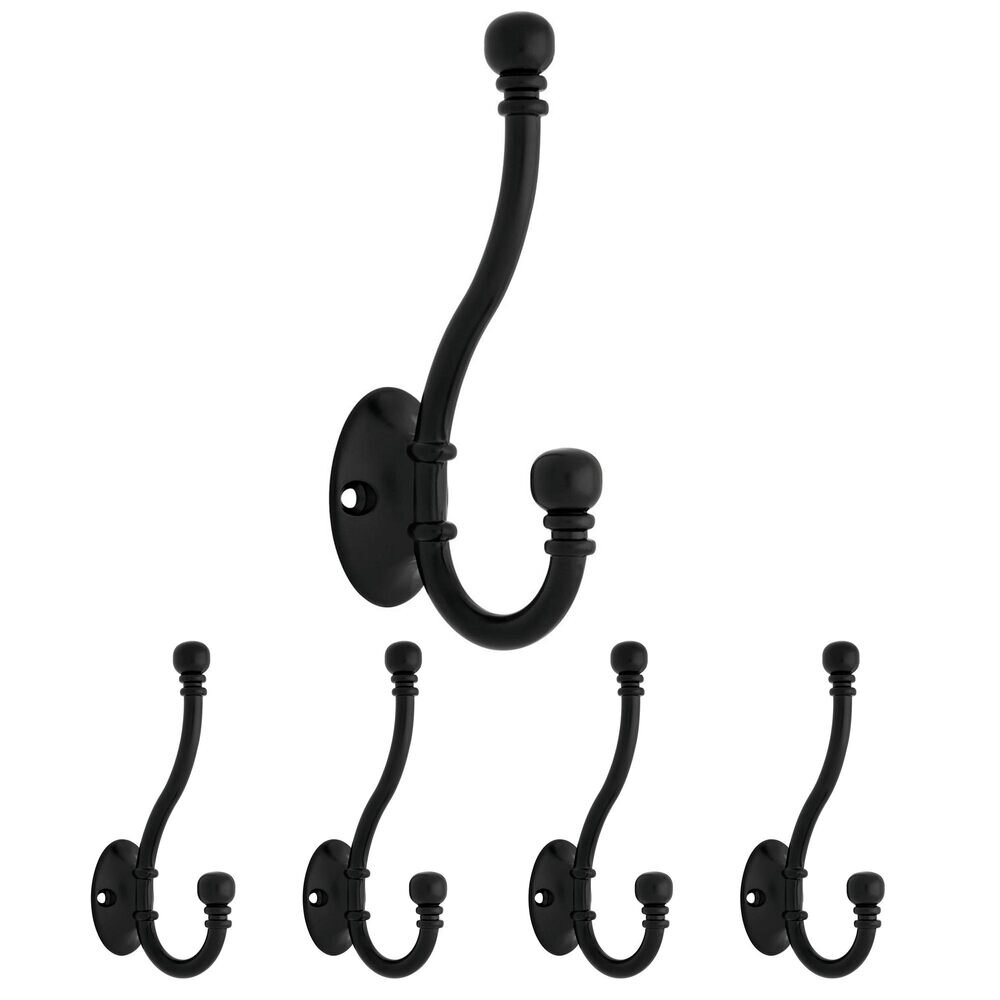Ball End Coat and Hat Hook (5 Pack) in Matte Black