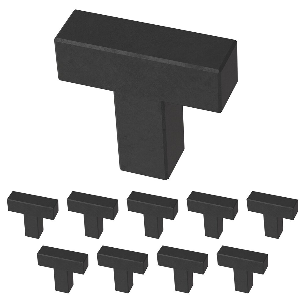 1-1/4" (32mm) Simple Modern Square Bar Knob (10 Pack) in Matte Black