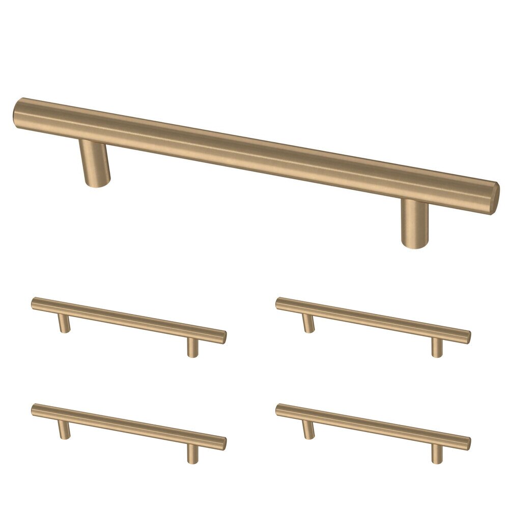 (5 Pack) 5 1/16" (128mm) Centers Steel Bar Pull in Champagne Bronze Antimicrobial