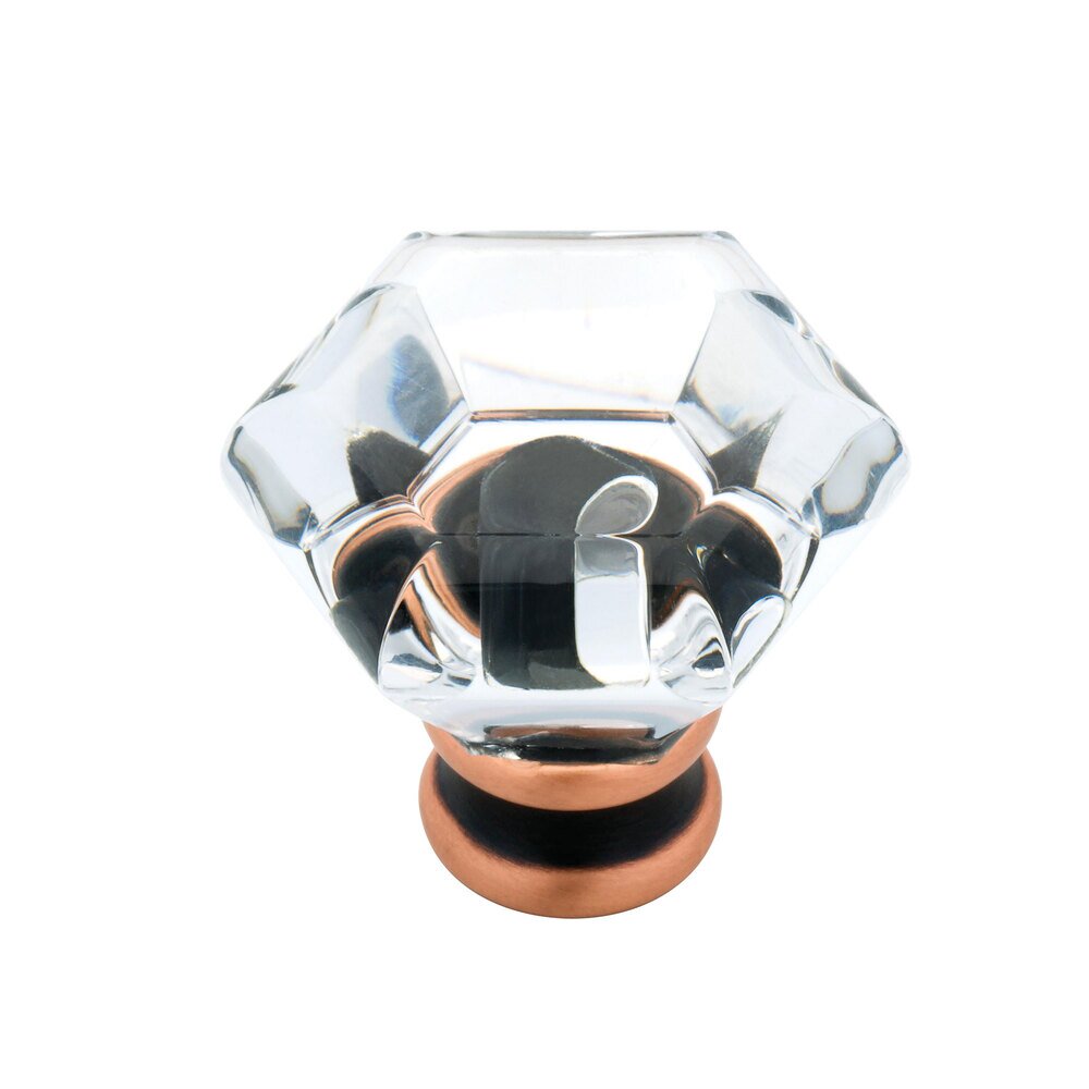 1-1/4" (32mm) Acrylic Faceted Knob in Bronze With Copper Highlights and Clear