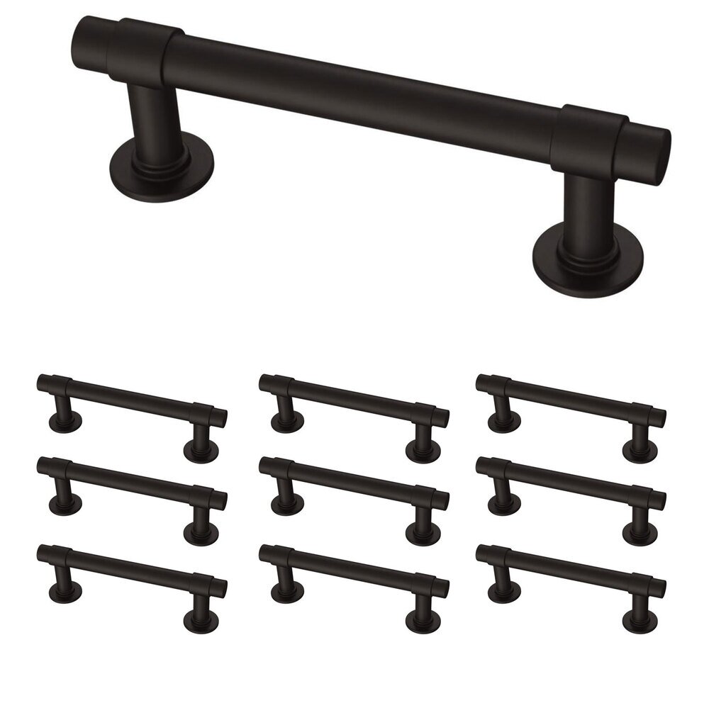 (10 Pack) 3" (76mm) Centers Straight Bar Pull in Matte Black