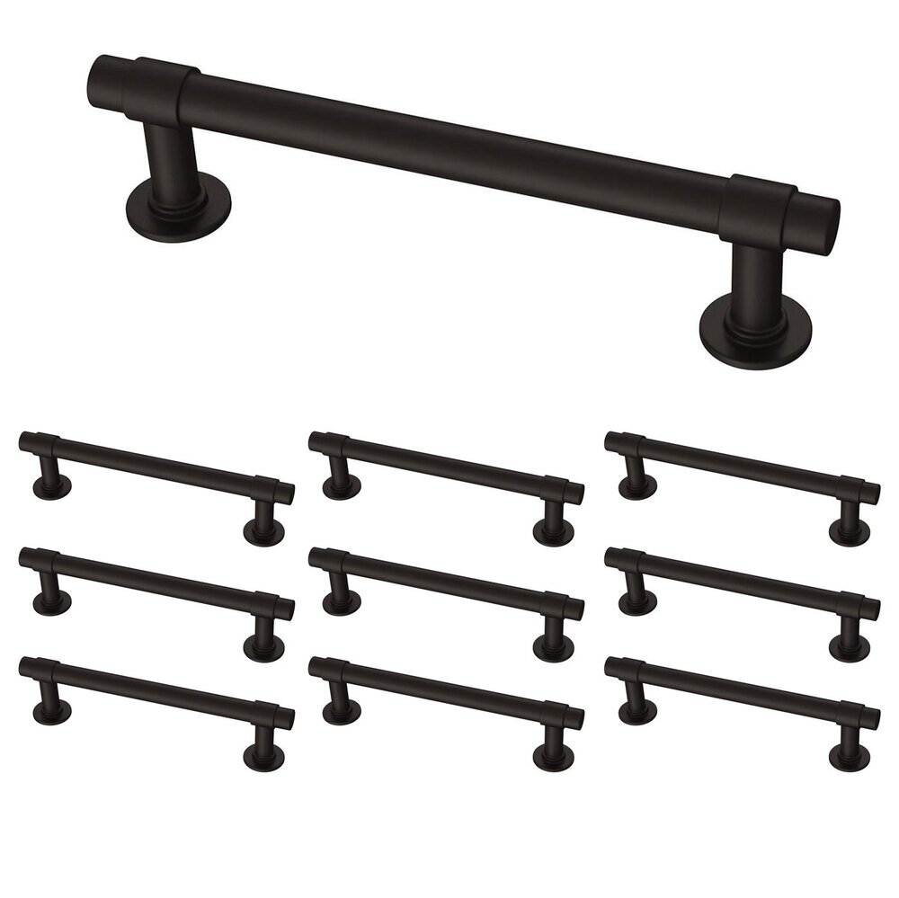 (10 Pack) 4" (102mm) Centers Straight Bar Pull in Matte Black