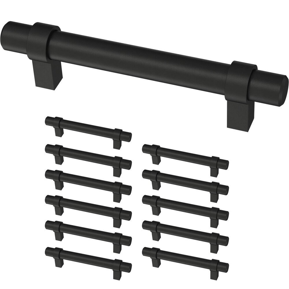 (12 Pack) 3 3/4" (96mm) Centers Wrapped Bar Drawer Pull in Matte Black