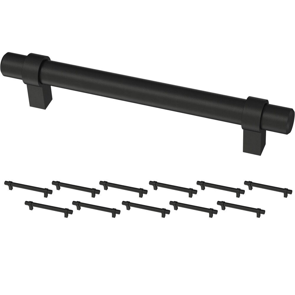 (12 Pack) 5 1/16" (128mm) Centers Wrapped Bar Drawer Pull in Matte Black
