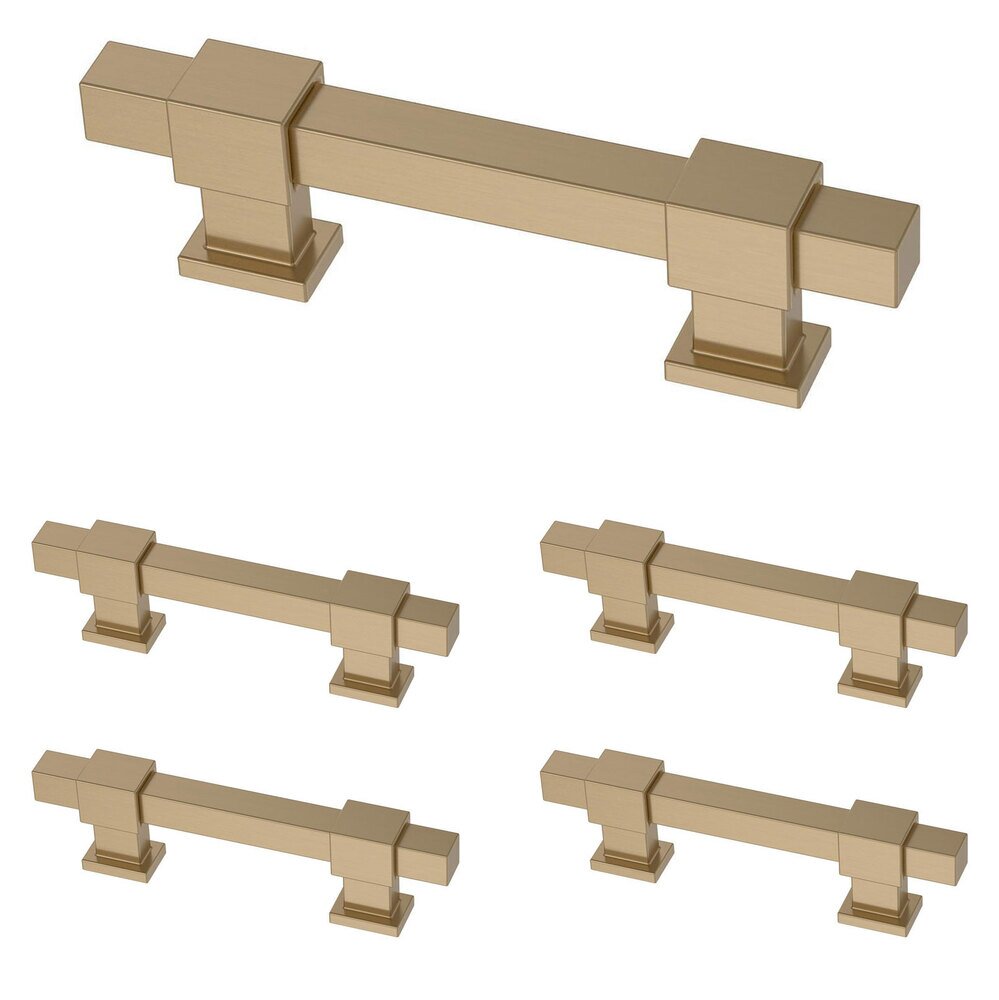 (5 Pack) 1 3/8" to 4" Adjustable Centers Square Bar Adjusta Pull in Champagne Bronze