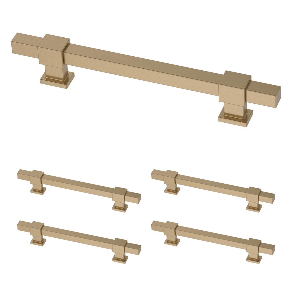 (5 Pack) 1 3/8" to 6 5/16" Adjustable Centers Square Bar Adjusta Pull in Champagne Bronze