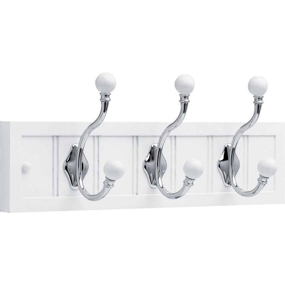 18" Kendra Bead-Board Hook Rail with 3 Hooks in White
