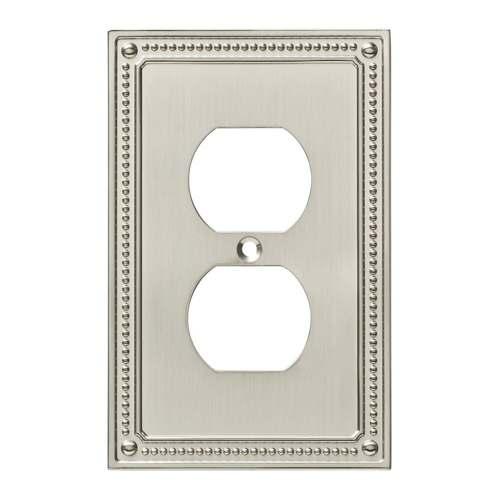 Classic Beaded Single Duplex Wall Plate in Brushed Nickel