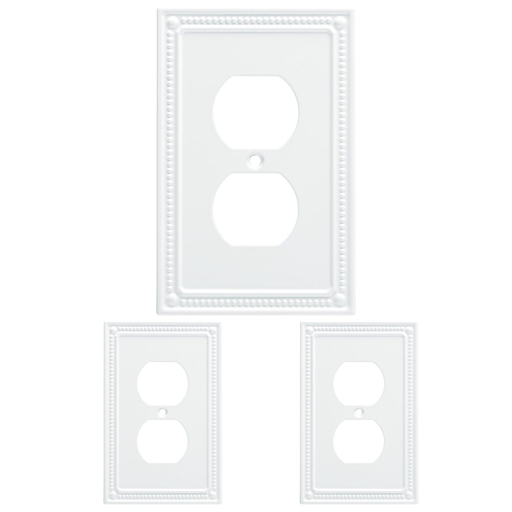 Classic Beaded Single Duplex Wall Plate (3 Pack) in Pure White