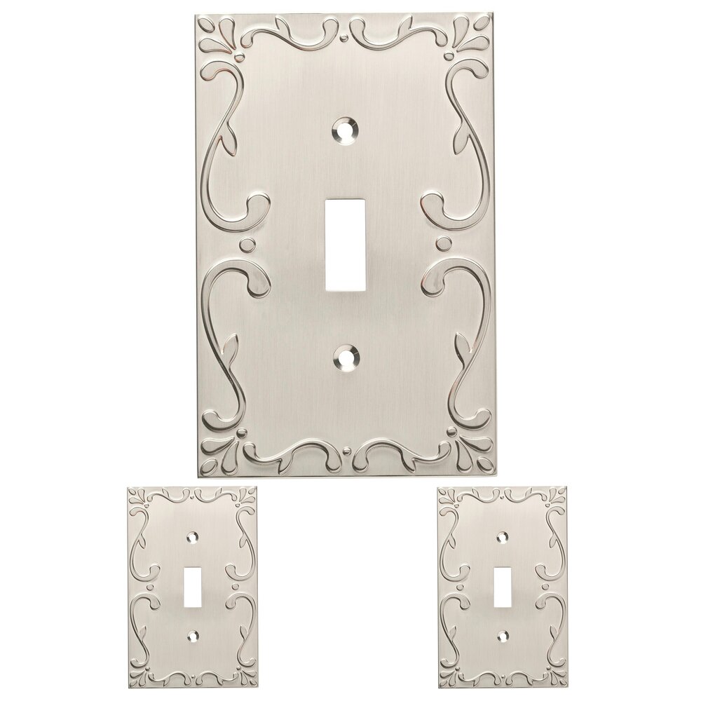 Classic Lace Single Toggle Wall Plate (3 Pack) in Brushed Nickel