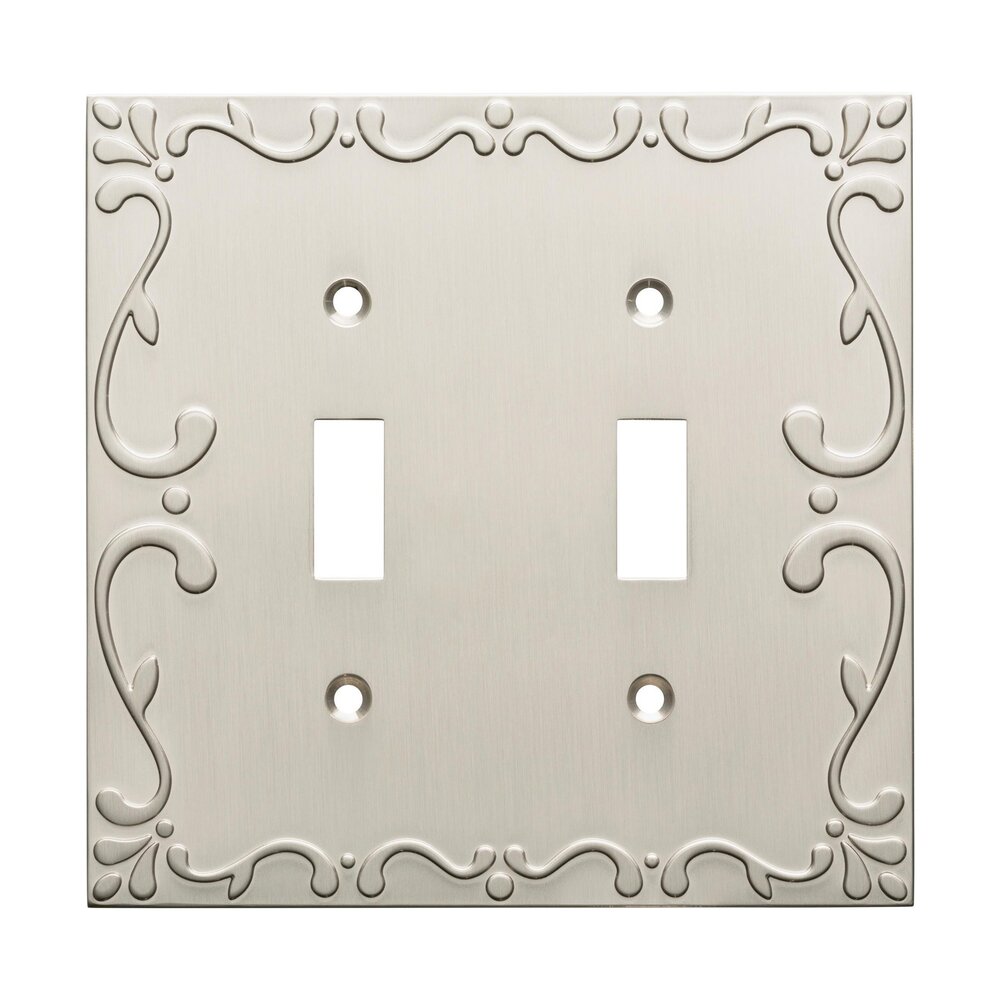 Classic Lace Double Toggle Wall Plate in Brushed Nickel