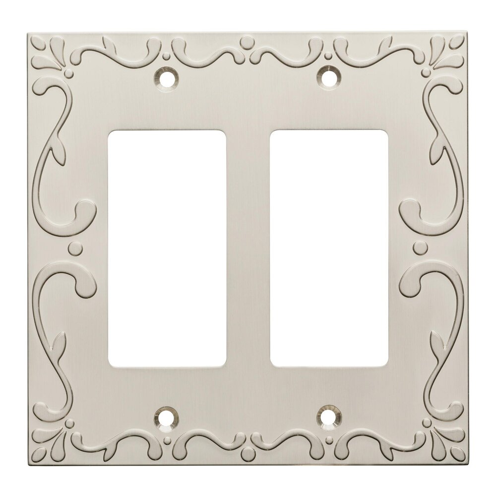 Classic Lace Double GFI/Rocker Wall Plate in Brushed Nickel
