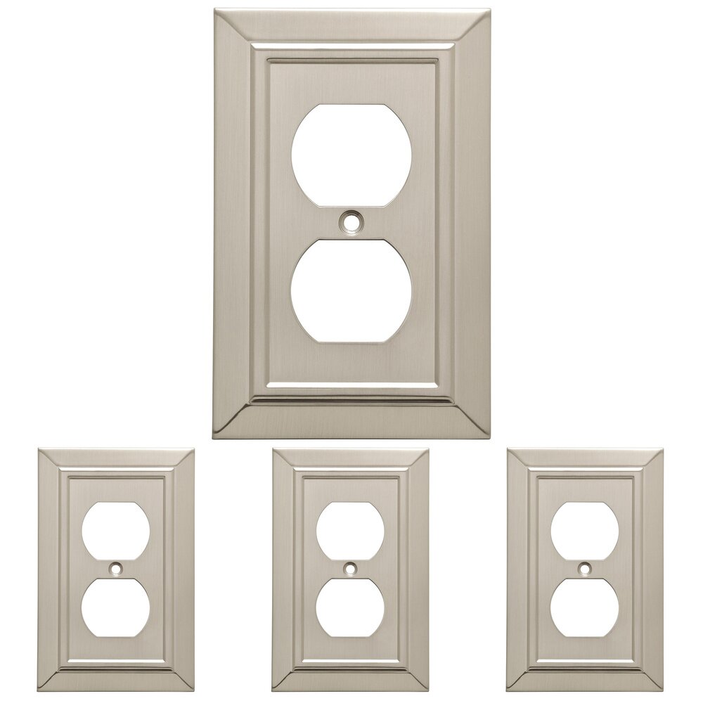 Single Duplex Wall Plate in Satin Nickel Antimicrobial (4 Pack)