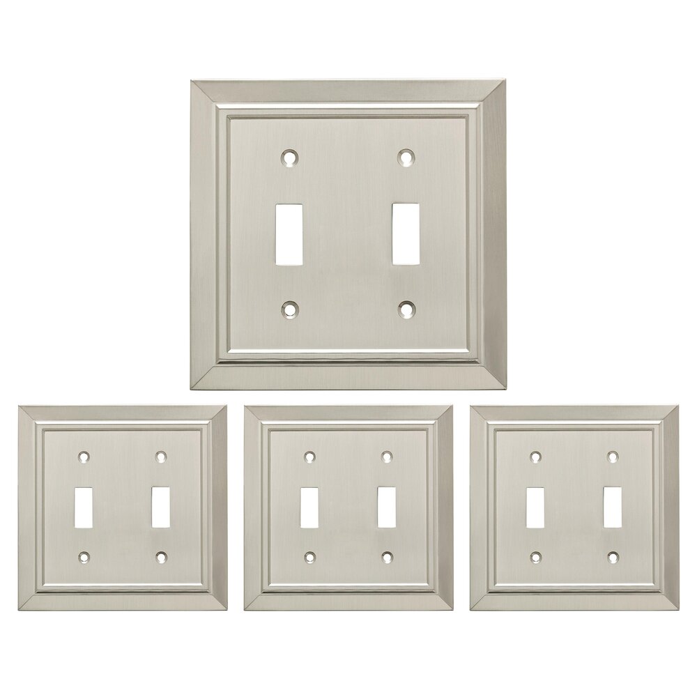 Double Toggle Wall Plate in Satin Nickel Antimicrobial (4 Pack)