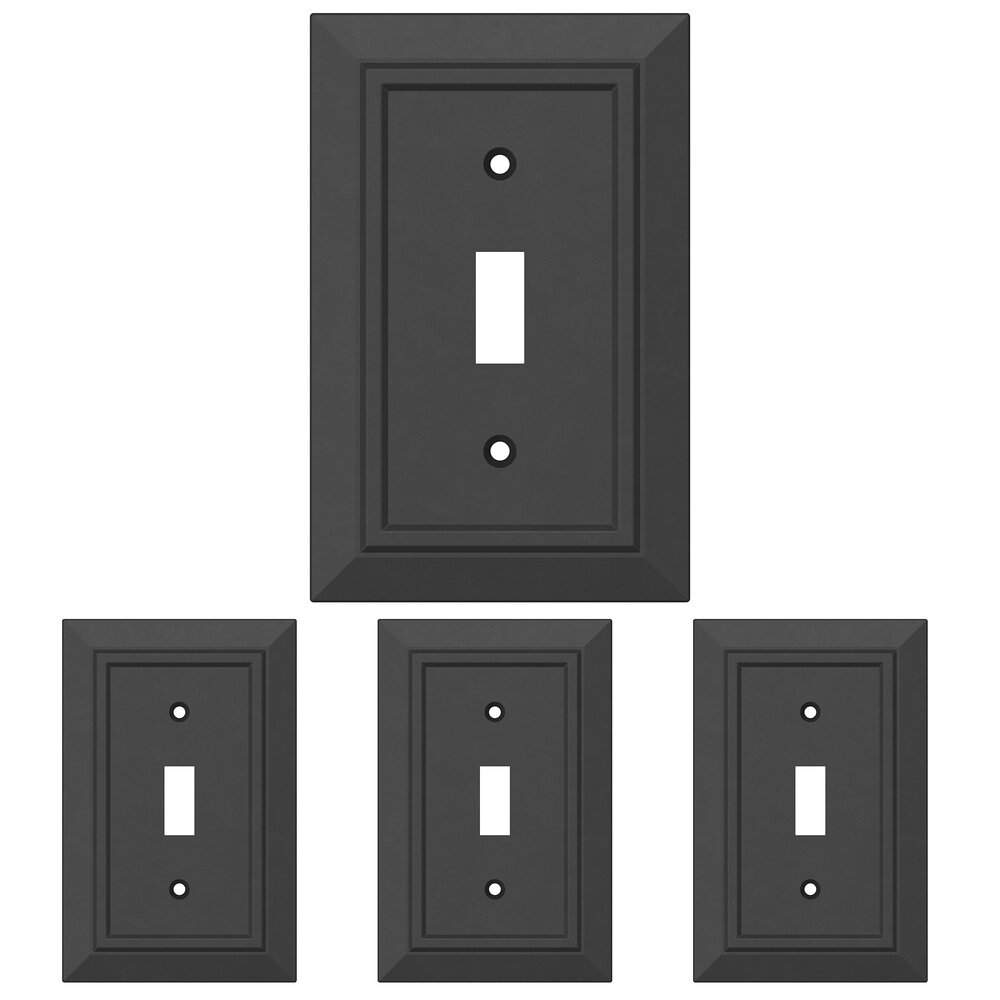 Single Toggle Wall Plate in Matte Black Antimicrobial (4 Pack)