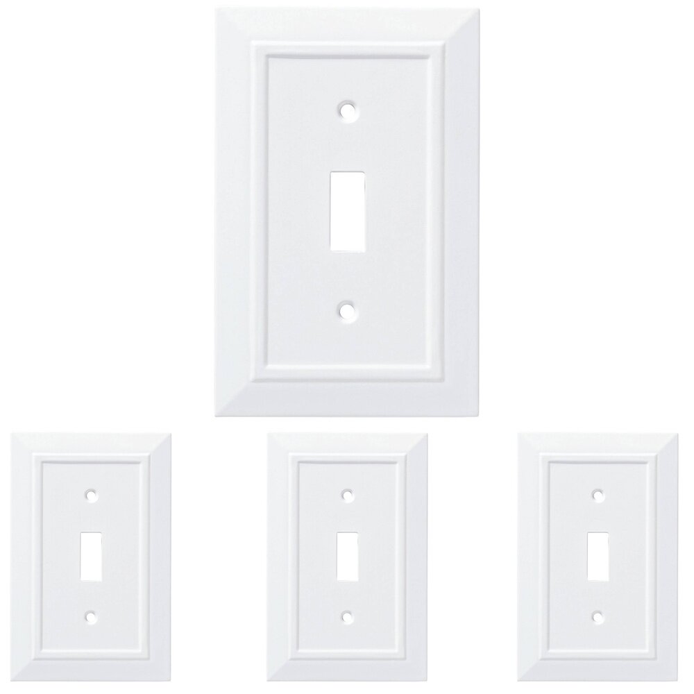 Single Toggle Wall Plate in Pure White Antimicrobial (4 Pack)