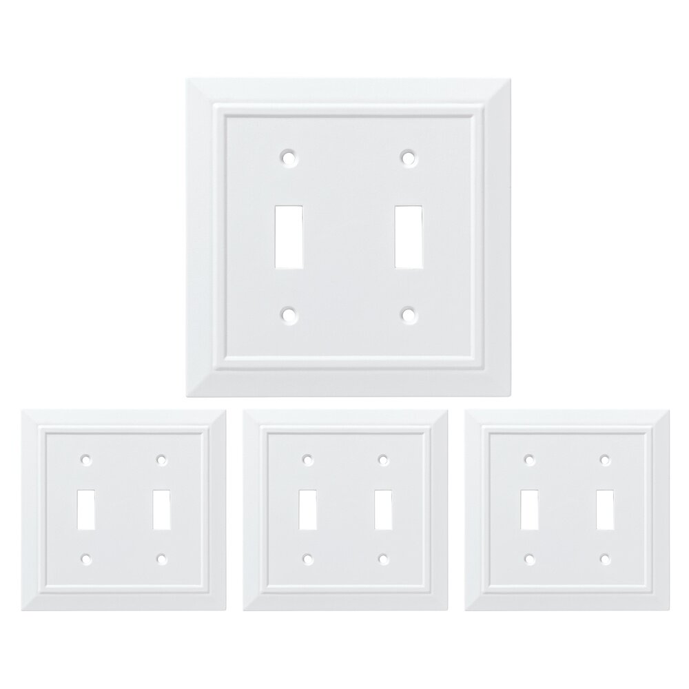 Double Toggle Wall Plate in Pure White Antimicrobial (4 Pack)