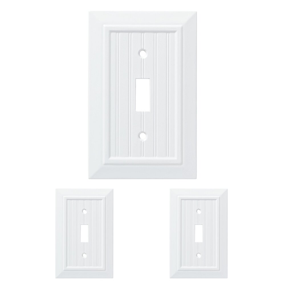 Classic Beadboard Single Toggle Wall Plate (3 Pack) in Pure White