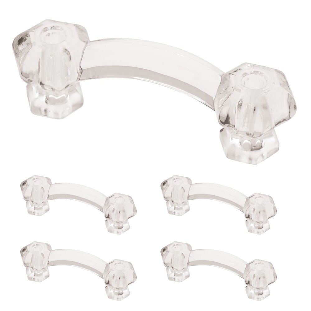 3" Victorian Glass Pull (5 Pack)