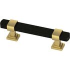 3" (76mm) Centers Wrapped Square Dual Finish Pull in Matte Black & Brushed Brass