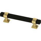 3 3/4" (96mm) Centers Wrapped Square Dual Finish Pull in Matte Black & Brushed Brass