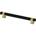 6 5/16" (160mm) Centers Wrapped Square Dual Finish Pull in Matte Black & Brushed Brass