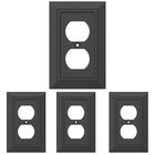 Single Duplex Wall Plate in Matte Black Antimicrobial (4 Pack)